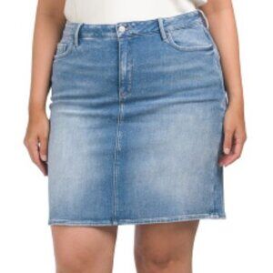 NYDJ Plus Denim 5 Pocket Skirt with Zipper and Button Closure